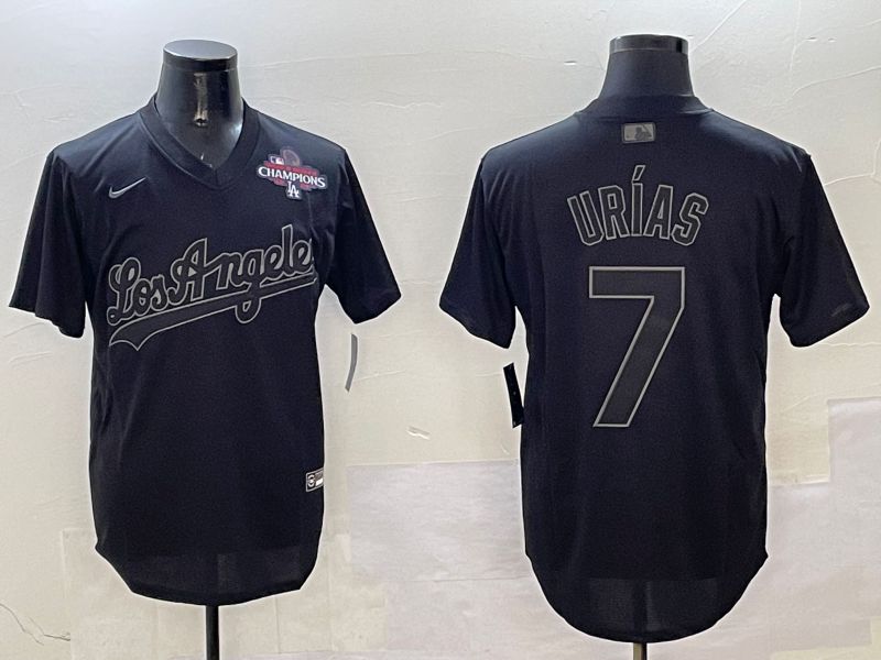 Men Los Angeles Dodgers 7 Urias Black Fashion Game 2025 Nike MLB Jersey style 3182